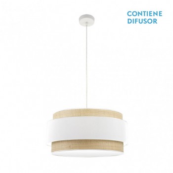 Distribuidor - Lâmpadas Diversas | Colgantes Moderno | COLGANTE KANDY 3XE27 NATURAL/BLANCO REGX60X60 CM Ref: 174296001